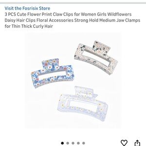 6 PCS Floral Claw Clips Set - Blue, White, Pink